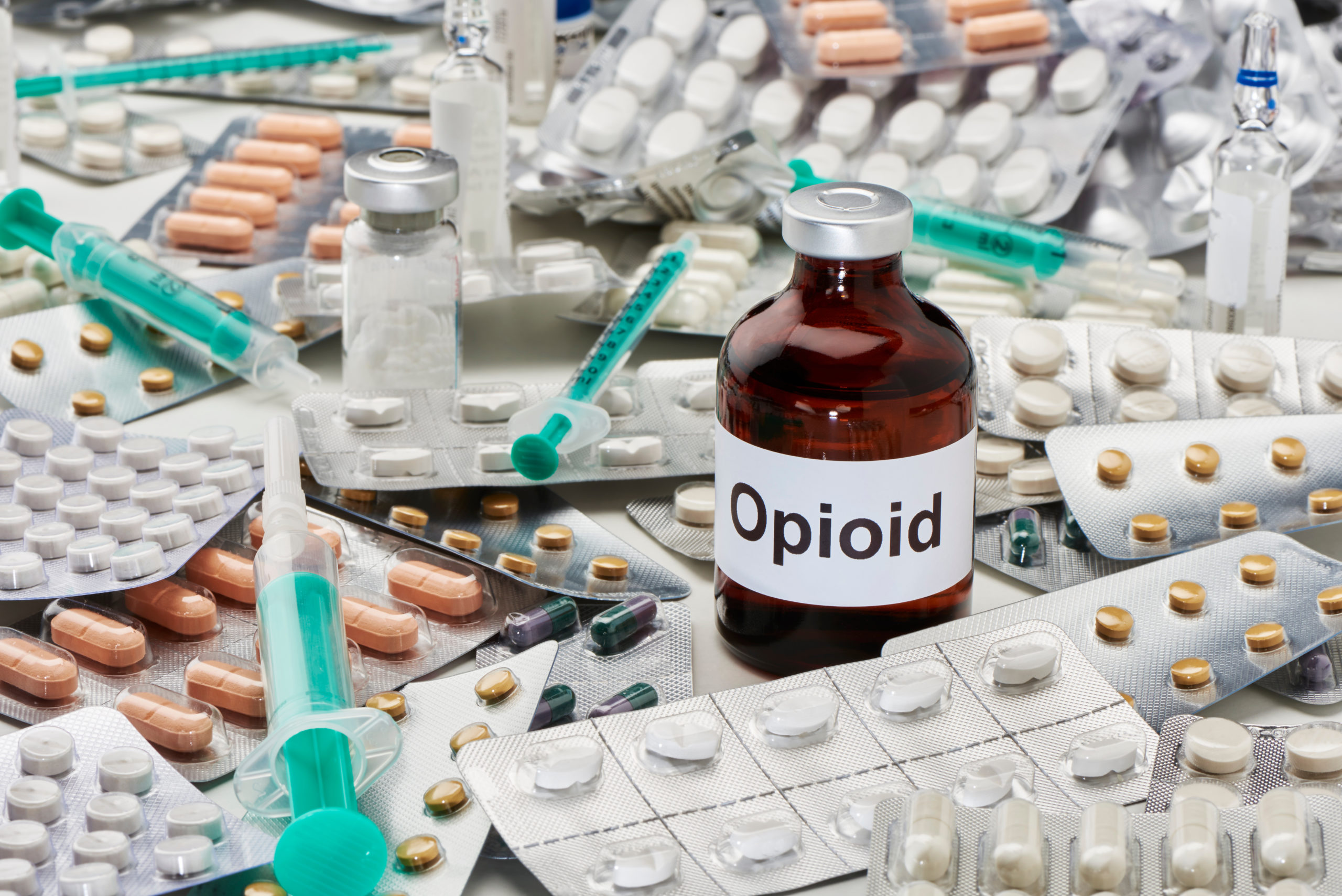 An,Ampoule,Opioid,Which,Is,Surrounded,By,Tablets,Packaging,And